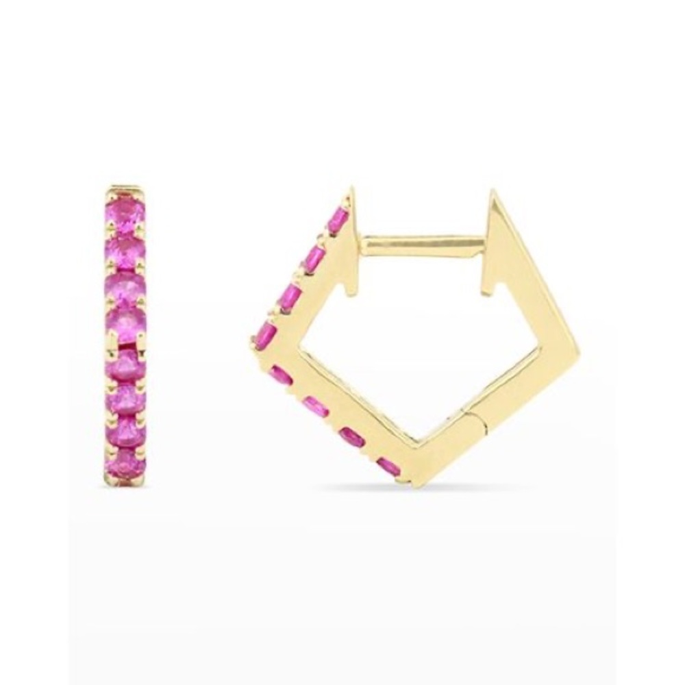 Stevie Wren Pentagon Single Earring- Pink Sapphire